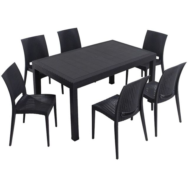 Ruokailuryhmä Linento Garden Rattan 6:n istuttava antrasiitti