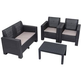 Oleskeluryhmä Linento Garden Aksu 4:n istuttava + pehmusteet, antrasiitti