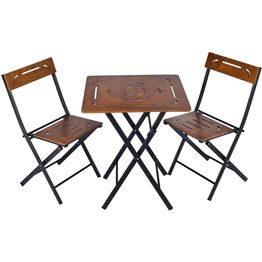 Parvekesetti Linento Garden Bistro Set 3, 2 tuolia + pöytä, kokoontaittuva, musta/pähkinä