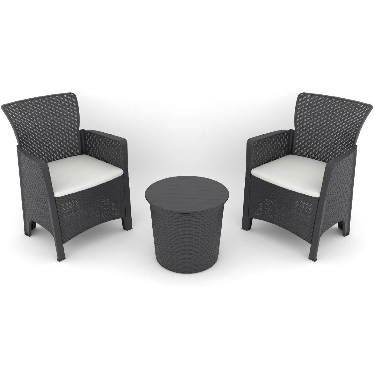 Puutarhasetti Linento Garden Troya Balcony 2, 2 tuolia + pöytä, antrasiitti