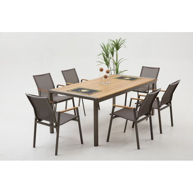 Ruokailuryhmä Linento Garden Lara 6, harmaa