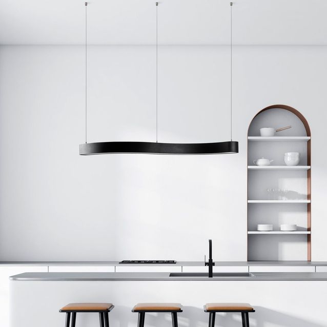 LED-riippuvalaisin Linento Lighting Wave-15505, 121cm, 3000K, musta
