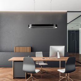 LED-riippuvalaisin Linento Lighting Ellipse-15500, 90cm, 3000K, musta