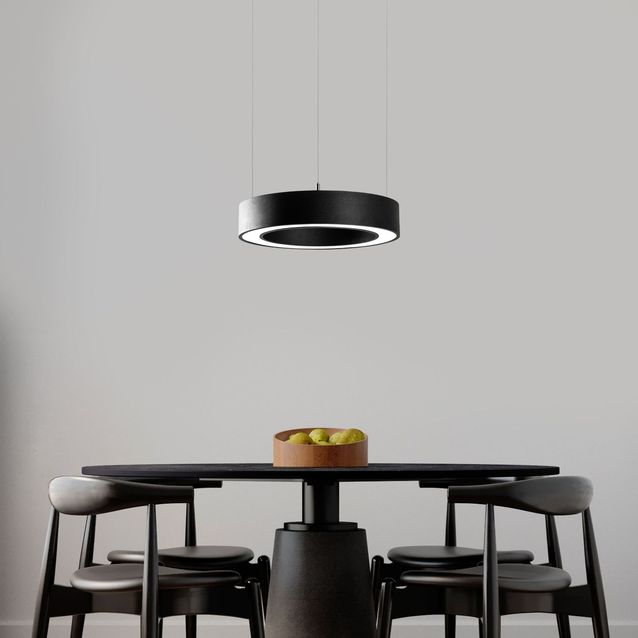 LED-riippuvalaisin Linento Lighting Luno-15515, Ø40cm, 3000K, musta