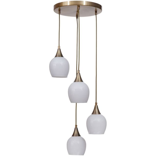 Riippuvalaisin Linento Lighting Enzo 4-osainen, pyöreä, valkoinen/kulta