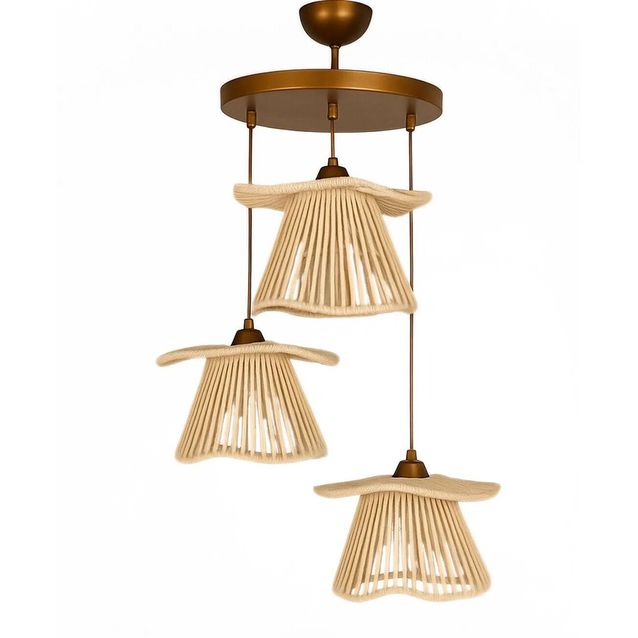 Riippuvalaisin Linento Lighting BK180 3-osainen kupari/luonnonvalkoinen