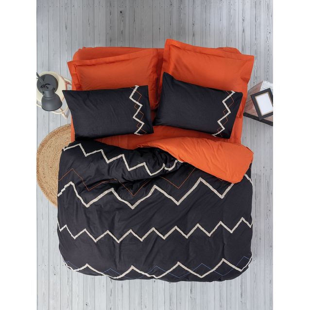 Parivuoteen vuodevaatesetti Linento Mirely, tiilenpunainen/musta