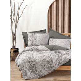 Parivuoteen vuodevaatesetti Linento Odin, harmaa/valkoinen