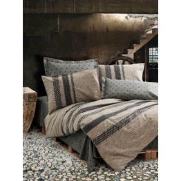 Parivuoteen vuodevaatesetti Linento Arlo, ruskea/harmaa