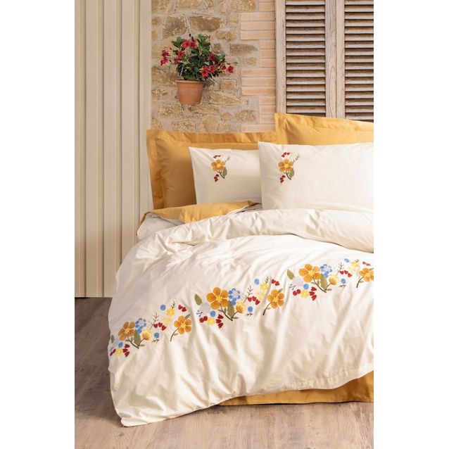 Parivuoteen vuodevaatesetti Linento Pamuya, sinapinkeltainen