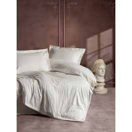 Parivuoteen satiinipussilakanasetti Linento Stripe, 260x220cm, luonnonvalkoinen