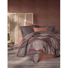 Parivuoteen pussilakanasetti Linento Fluss, 260x220cm + 50x80cm, ruskea