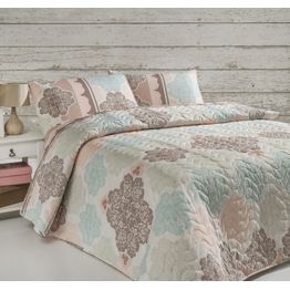 Päiväpeitto + tyynyliina Linento Andalucia, 160x220cm + 50x70cm, turkoosi