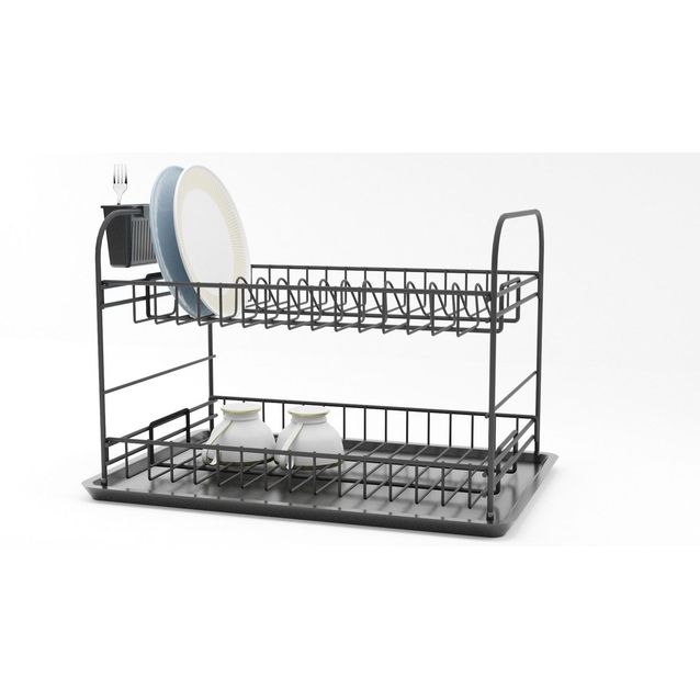 Astiankuivausteline Linento SM008-B, 2-tasoinen, musta, lisäkuva 2