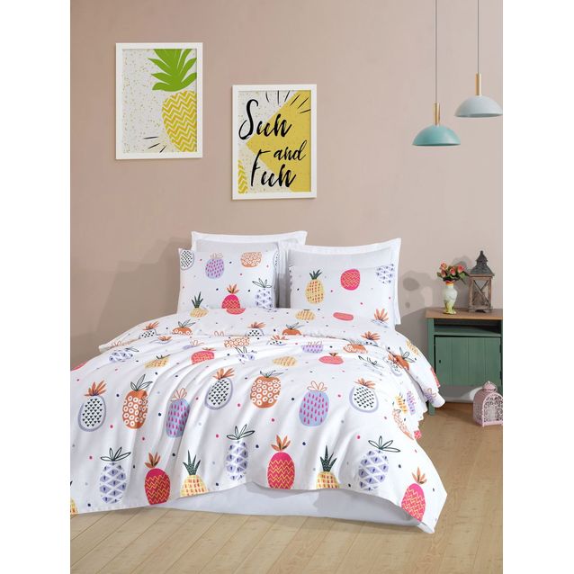 Parivuoteen päiväpeitto + 2 tyynyliinaa Linento Iva, 200x230cm + 50x70cm, monivärinen