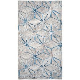 Käytävämatto Linento 1086, 100x700cm, harmaa/sininen