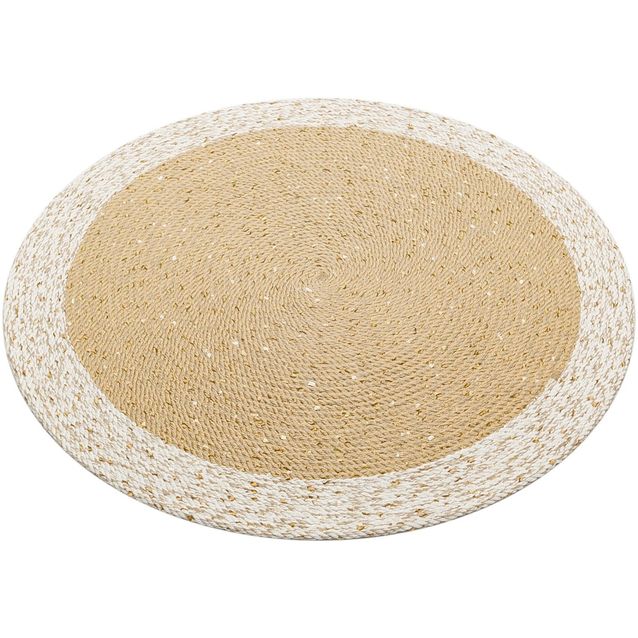 Pyöreä matto Linento PTN 02, Ø90cm, beige/valkoinen