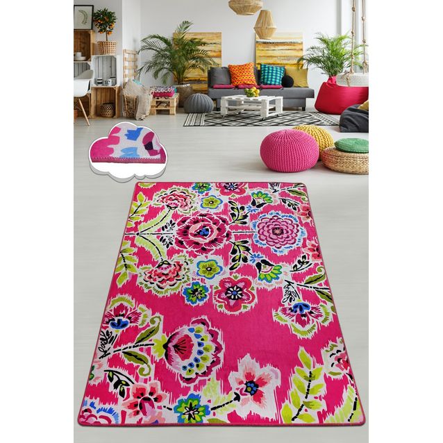 Käytävämatto Linento Bouquet, pinkki, eri kokoja