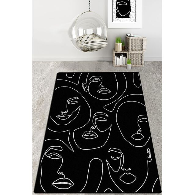 Käytävämatto Linento Composition, mustavalkoinen, eri kokoja