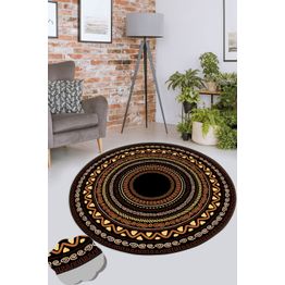 Pyöreä matto Linento Mistik Mandala, Ø100cm, ruskea