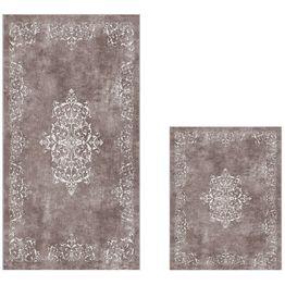 Kylpyhuonemattosetti Linento 510616, 2kpl, ruskeanharmaa