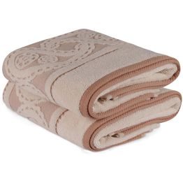 Käsipyyhe Linento 50x90 cm kerma/roosa 2 kpl