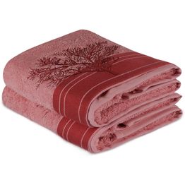 Käsipyyhe Linento 50x90 cm puu roosa 2 kpl