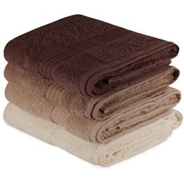 Kylpypyyhe Linento Rainbow 70x140cm valkoinen/beige/ruskea 4kpl