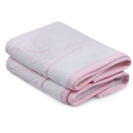 Käsipyyhe Linento 50x90 cm vaaleanpunainen/valkoinen 2 kpl