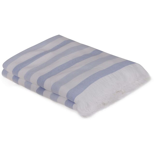 Kylpypyyhe Linento 70x140 cm sininen/valkoinen 2 kpl