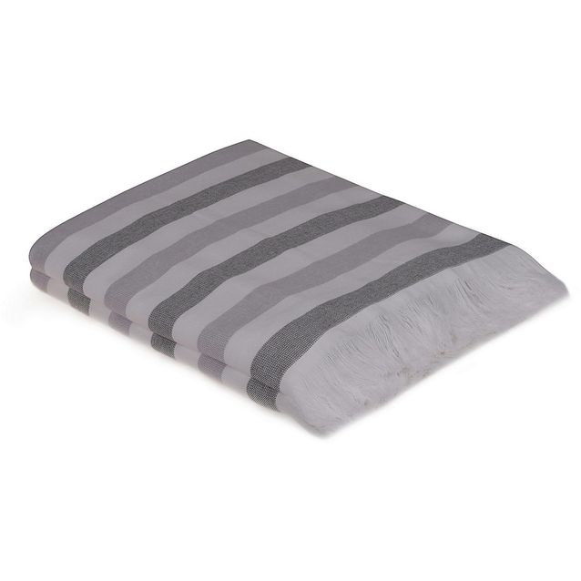 Kylpypyyhe Linento 70x140 cm harmaa/valkoinen 2 kpl