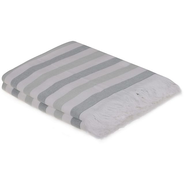 Kylpypyyhe Linento 70x140 cm vihreä/valkoinen 2 kpl