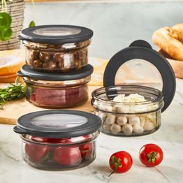 Kannellinen säilytysrasia (4 osaa) Linento Glassic, lasia, kirkas