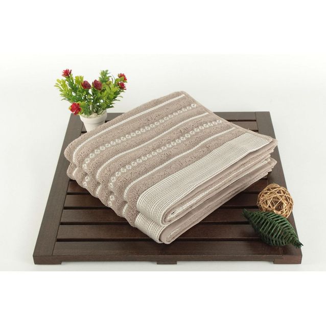 Käsipyyhe Linento Saheser 50x90 cm raita beige 2 kpl