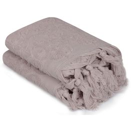 Käsipyyhe Linento Saheser 50x90 cm tupsu beige 2 kpl