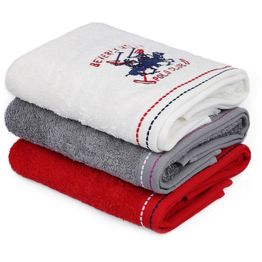 Käsipyyhe Linento Beverly Hills Polo Club 50x90 cm harmaa/valkoinen/punainen