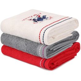 Käsipyyhe Linento Beverly Hills Polo Club 50x90 cm valkoinen/punainen/harmaa