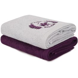 Käsipyyhe Linento Tarilonte 50x90 cm vaaleanharmaa/violetti 2 kpl