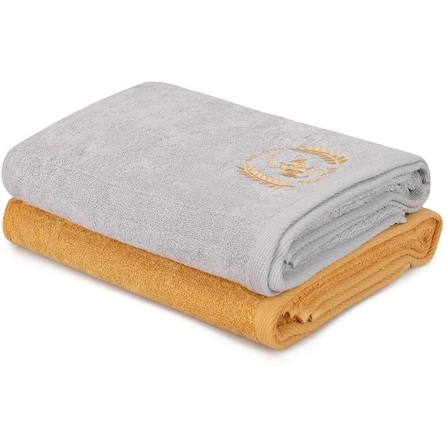 Kylpypyyhe Linento Beverly Hills Polo Club 70x140 cm keltainen/vaaleanharmaa 2 kpl