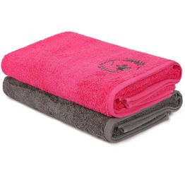 Pyyhe Linento Beverly Hills Polo Club harmaa/pinkki 2 kpl eri kokoja
