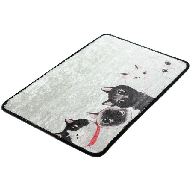 Kylpyhuonematto Linento Angry Cats, valkoinen