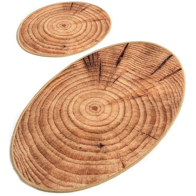 Kylpyhuonemattosetti Linento Wood, 2kpl, ruskea