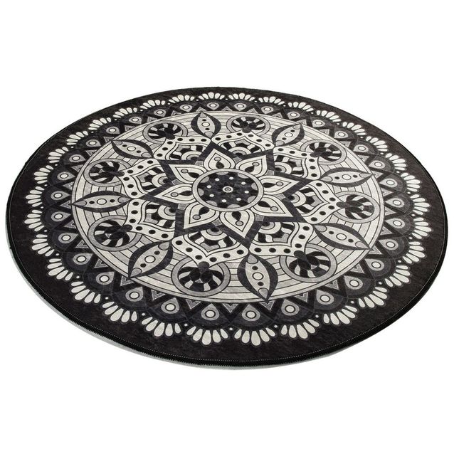 Kylpyhuonematto Linento Mandal, Ø100cm, harmaa