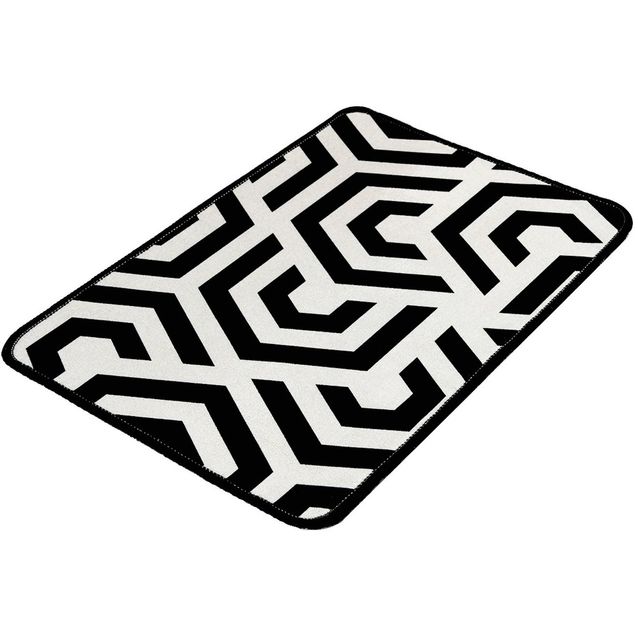 Kylpyhuonematto Linento Line, 40x60cm, mustavalkoinen