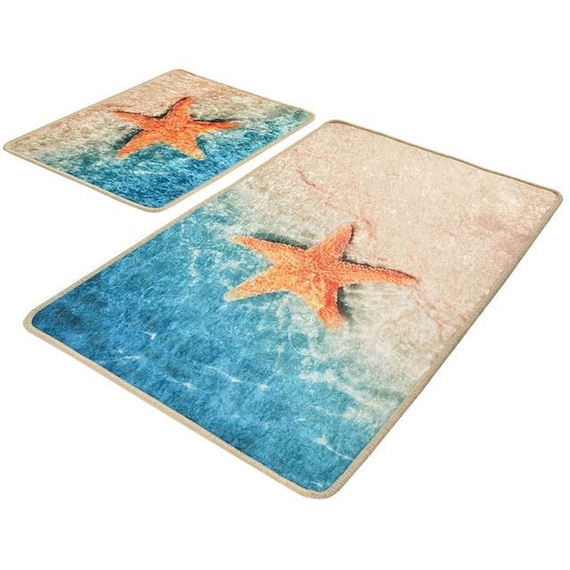 Kylpyhuonemattosetti Linento Stella Marina, 2kpl, sininen/beige