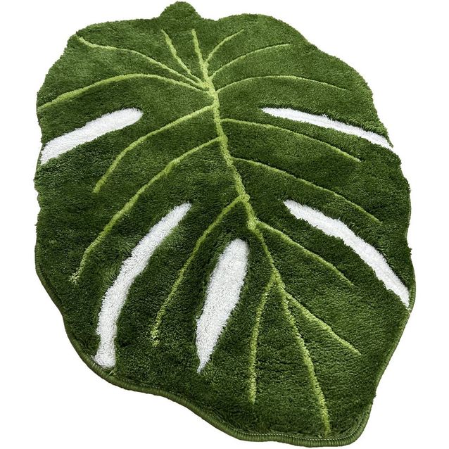 Kylpyhuonematto Linento Frunze, 80x120cm, vihreä