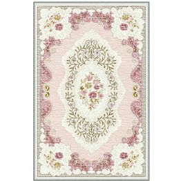 Käytävämatto Linento EEXFAB696, 80x150cm, vaaleanpunainen/beige