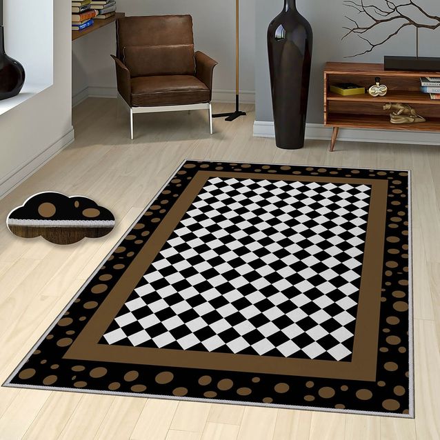 Matto Linento EEXFAB743, 80x120cm, musta/valkoinen/ruskea