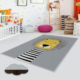 Lastenhuoneen matto Linento EEXFAB757, harmaa/keltainen, eri kokoja