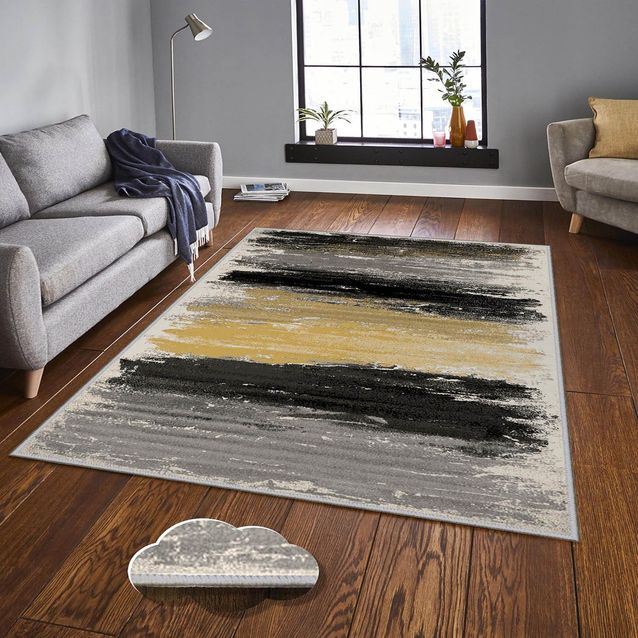 Matto Linento EEXFAB793, 100x150cm, keltainen/harmaa